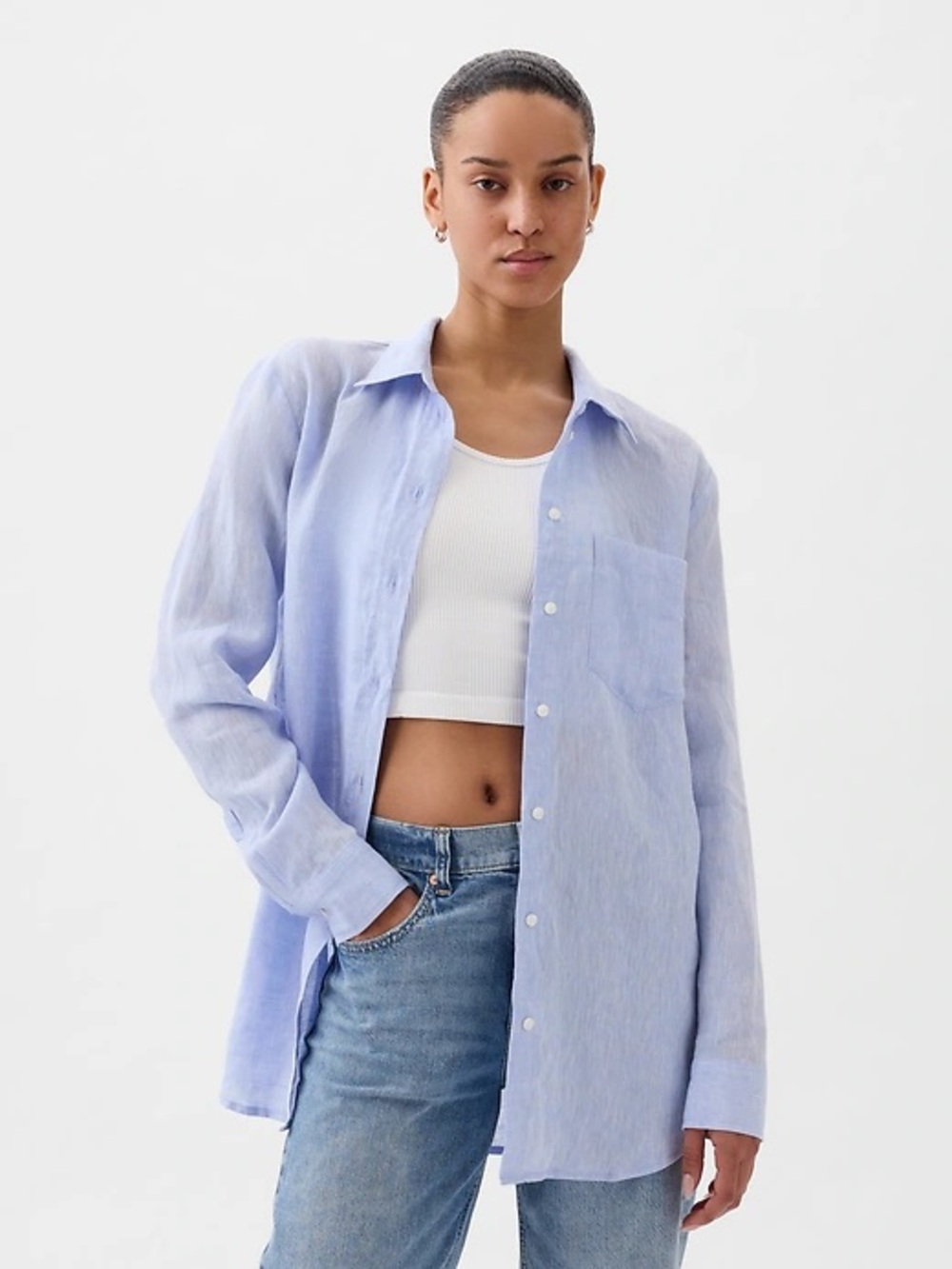 GAP Boyfriend Fit Longsleeve Button-Up Top
